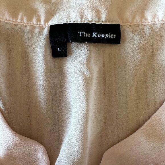 The Kooples romantic sheer tie shirt with peasant sleeves lace detail - Large - Picture 2 of 7